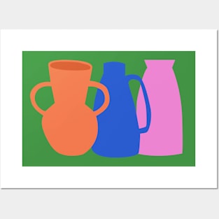 Colorful Abstract Vases in Green Posters and Art